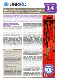 Changing Demands, Emerging Providers: New Directions in Social Policy in China